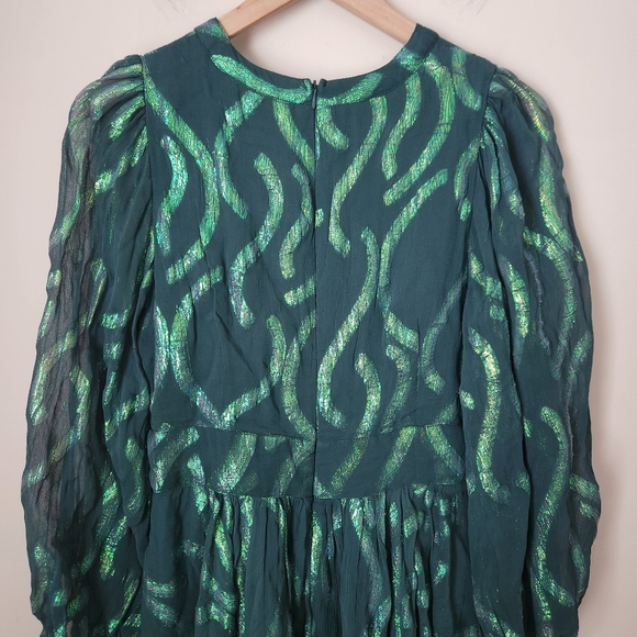 NWT Oliphant | Balloon Waisted Mini Dress in Aurora Teal - Size S - Picture 7 of 12